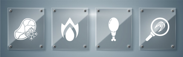 将鱼排放入煎锅中，鸡腿点火图片下载