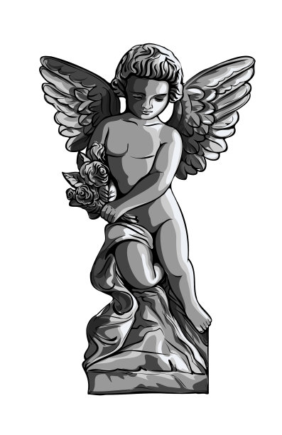 天使小孩坐在可爱的丘比特黑男孩图片下载