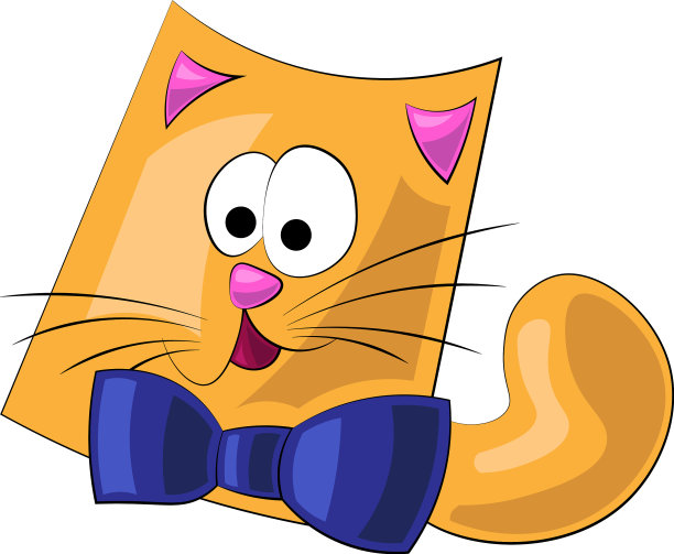 可爱的卡通猫与明亮的领带图片下载