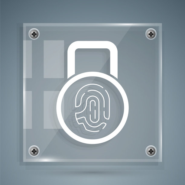 白色指纹与锁定图标隔离在灰色图片下载