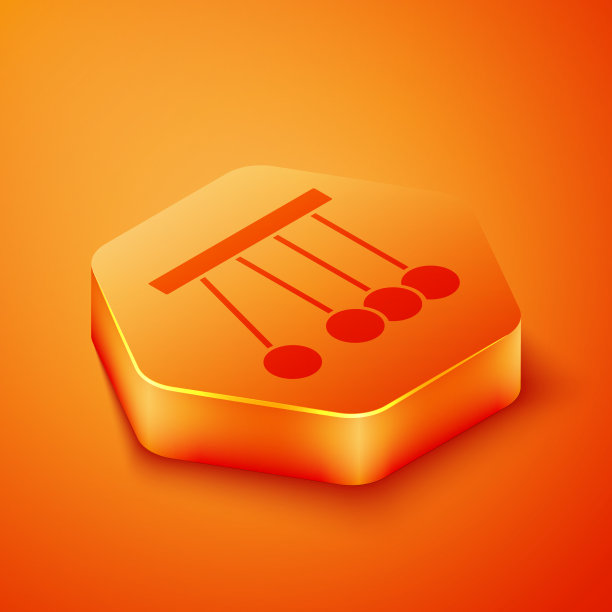 等距摆图标孤立在橙色上图片下载