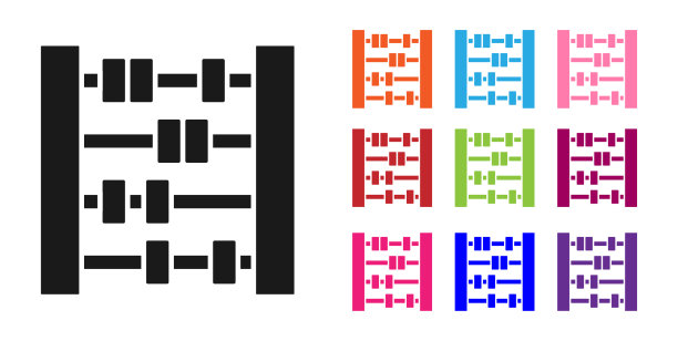黑色算盘图标孤立在白色背景上图片下载