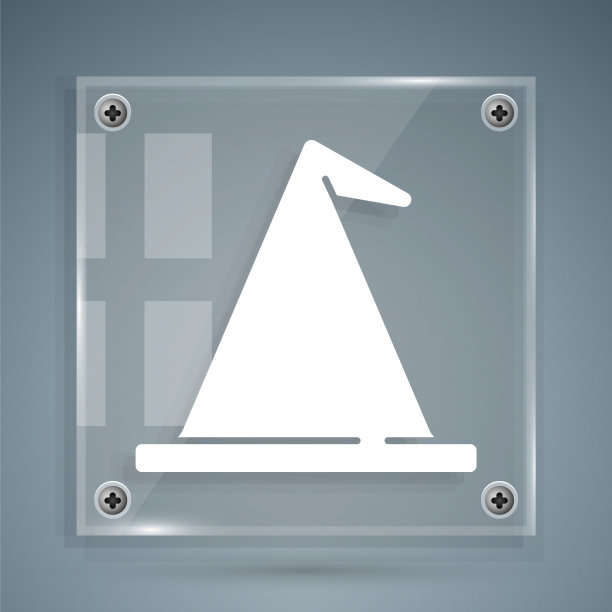 白色女巫帽图标孤立在灰色背景图片下载