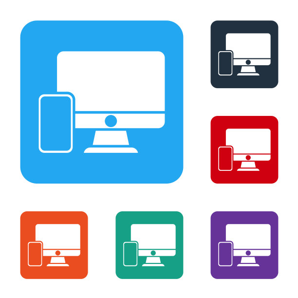 白色的电脑显示器和手机图标图片下载