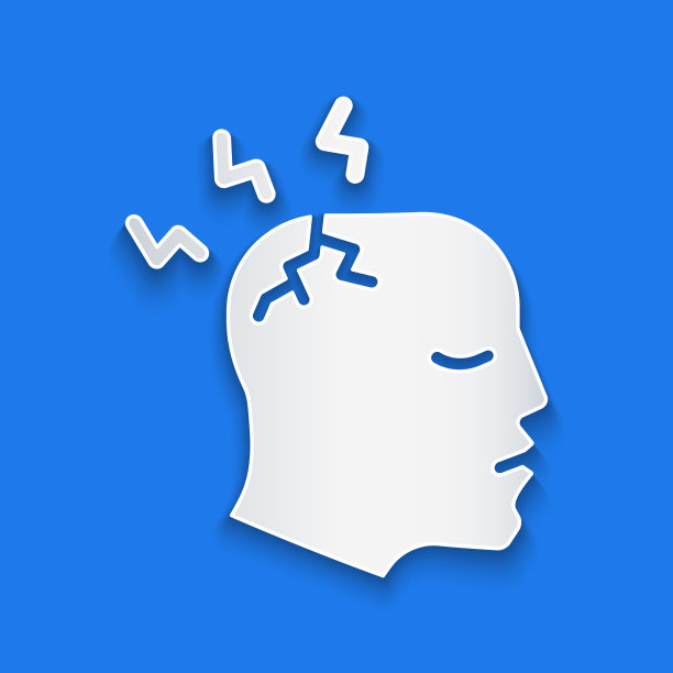 剪纸男人有头痛的偏头痛图标图片下载