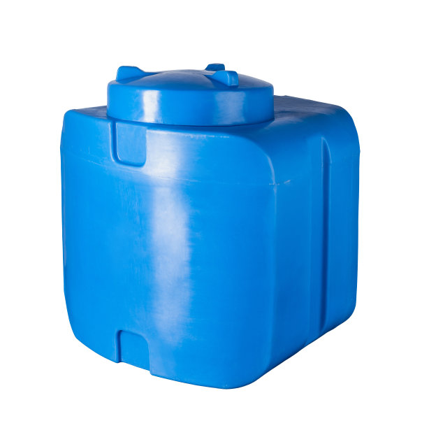 蓝色塑料水箱隔离在白色图片下载