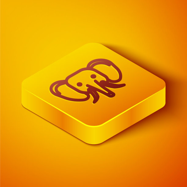 等距线大象图标孤立在橙色上图片下载