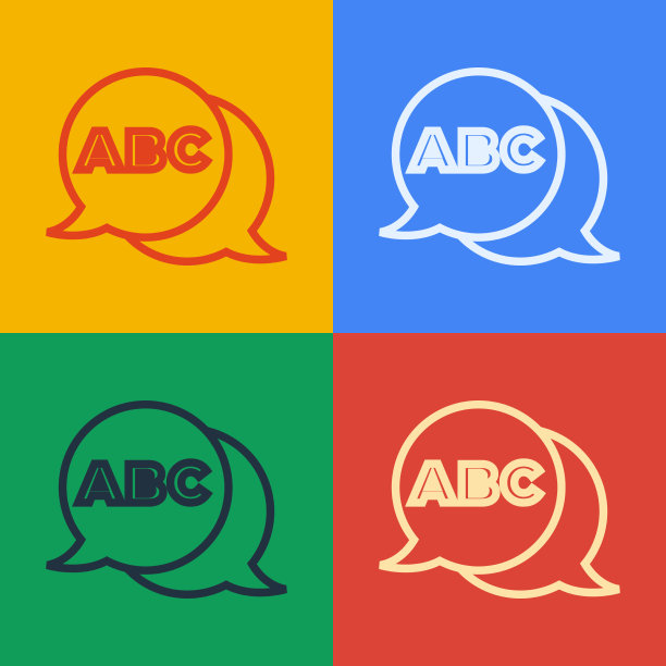 波普艺术线字母图标孤立的颜色图片下载