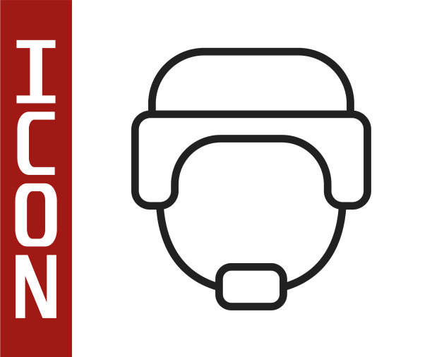 黑色线军用头盔图标孤立在白色图片下载