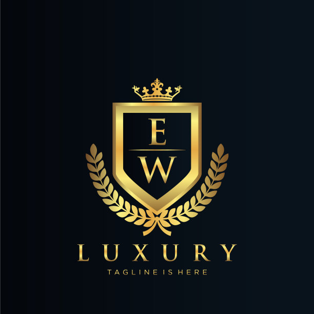 Ew字母首字母与皇家豪华标志模板图片下载
