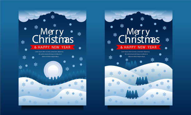 圣诞快乐和新年传单海报模板图片下载