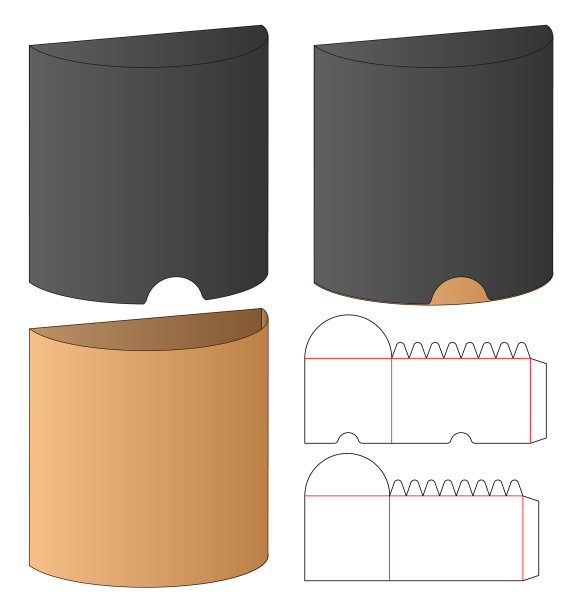 盒包装模切模板设计三维模型图片下载