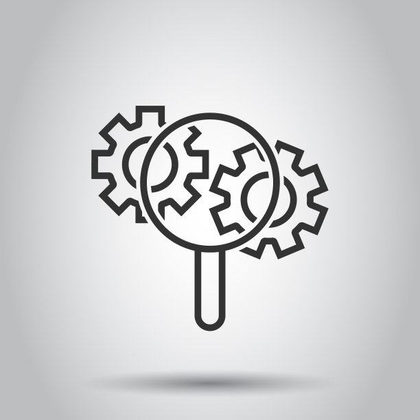 放大镜与齿轮图标在平式放大图片下载