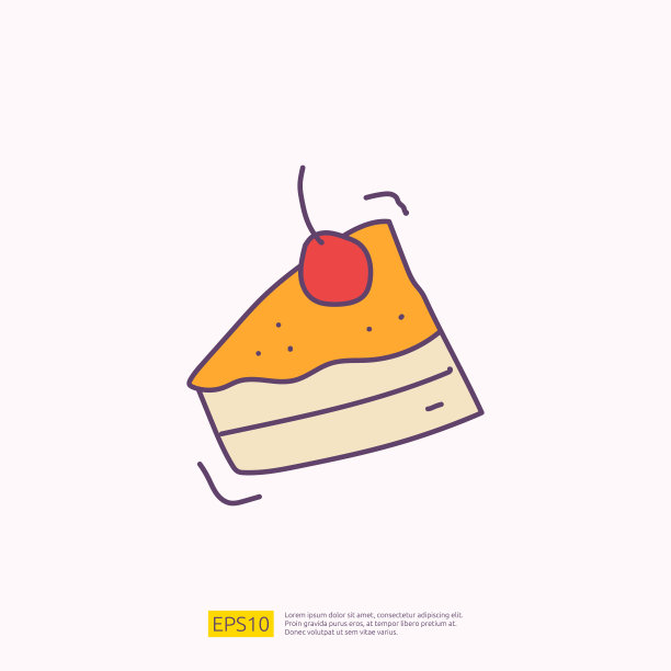 蛋糕的咖啡馆概念矢量插图。手绘涂鸦填充颜色图标符号符号图片下载