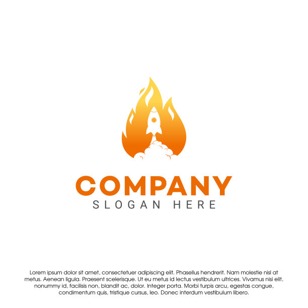 火箭火负空间矢量标志概念设计模板孤立在白色背景。火和飞机的标志组合插图在里面的一个火焰标志设计的业务和更多图片下载