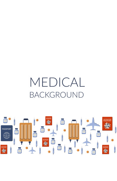 疫苗接种医疗海报。疫情后的新旅行。绿色的疫苗接种的护照。旅行证。向量图片下载