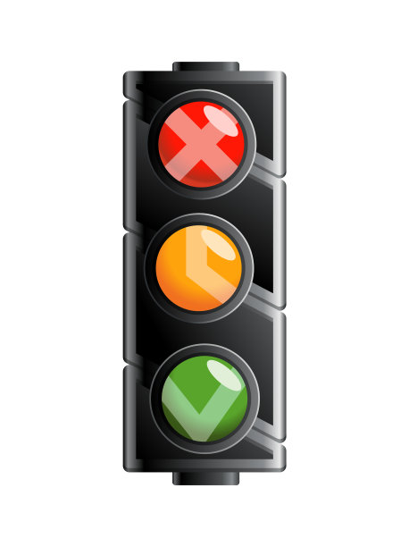红绿灯有红、黄、绿三种颜色。平面矢量插图孤立在白色背景图片下载