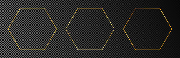 金色发光的六角形框架图片下载