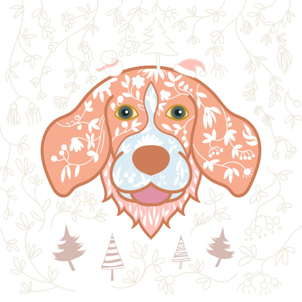 里面装饰有涂鸦图案的狗狗肖像图片下载