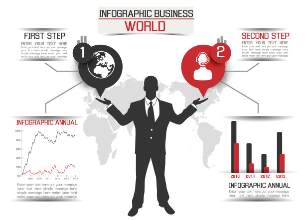 信息图表商业世界红色图片下载