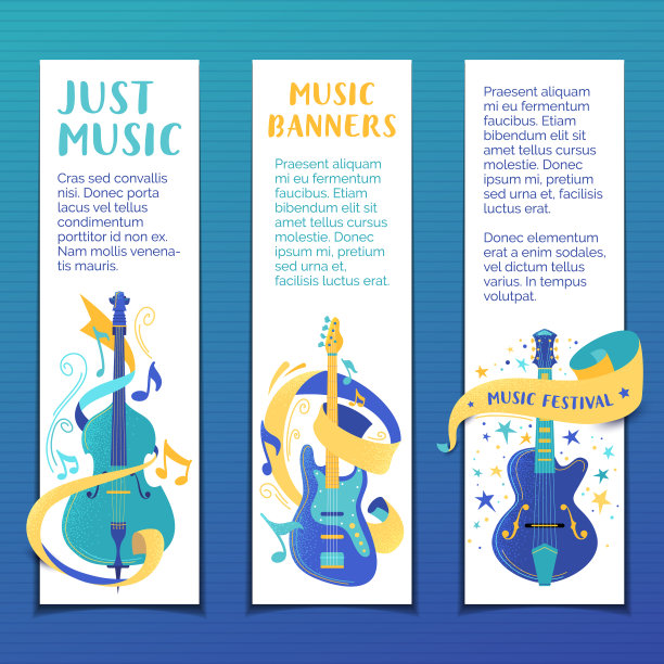 音乐节手绘横幅模板集图片下载