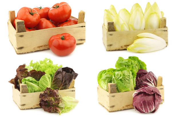 新鲜收获的烹饪蔬菜装在木箱里图片下载