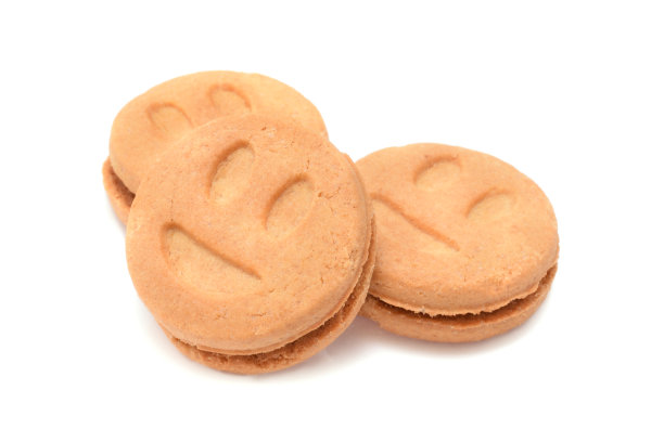 面带微笑的饼干三明治组孤立在白色图片下载
