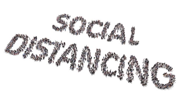 一群戴着面具的人聚集在一起，形成社交距离短信图片下载