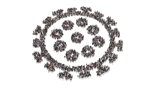 人群聚集形成冠状病毒细胞图片下载