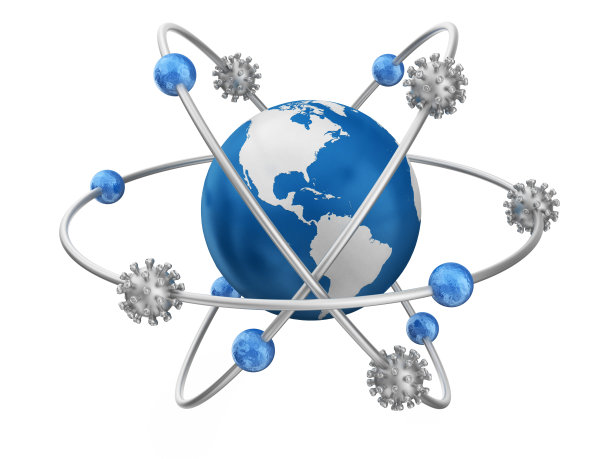 冠状病毒粒子Covid-19正在绕地球飞行图片下载