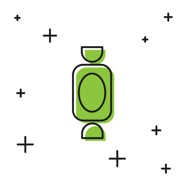 黑色糖果图标孤立在白色背景图片下载