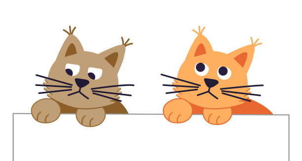 两只悲伤可爱的宠物猫抬起头来，手里拿着一张纸。图片下载