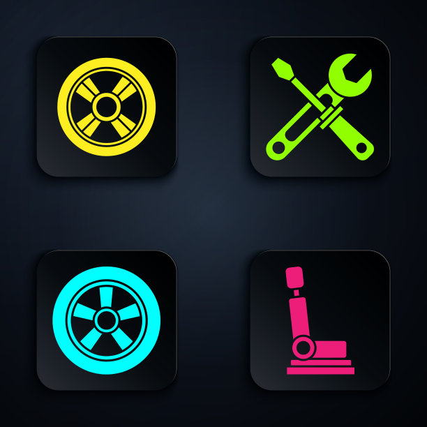 设置汽车座椅、汽车轮、汽车轮、螺丝刀图片下载