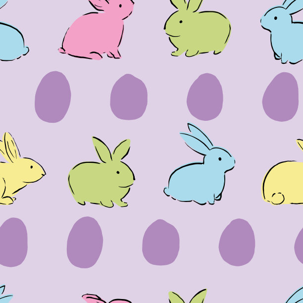 复活节兔子蛋无缝图案图片下载