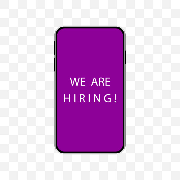 我们正在招聘，智能手机设计概念与职位空缺屏幕上。矢量平面插图。图片下载
