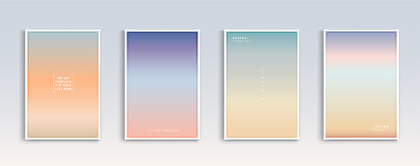 现代梯度夏季，日落和日出海洋背景矢量设置。彩色抽象背景应用程序，网页设计，网页，横幅，贺卡。矢量插图设计图片下载