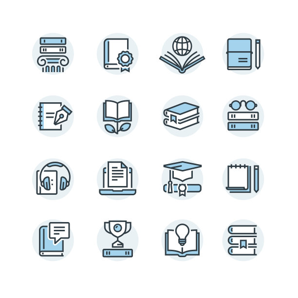 书图标设置在细线风格图片下载