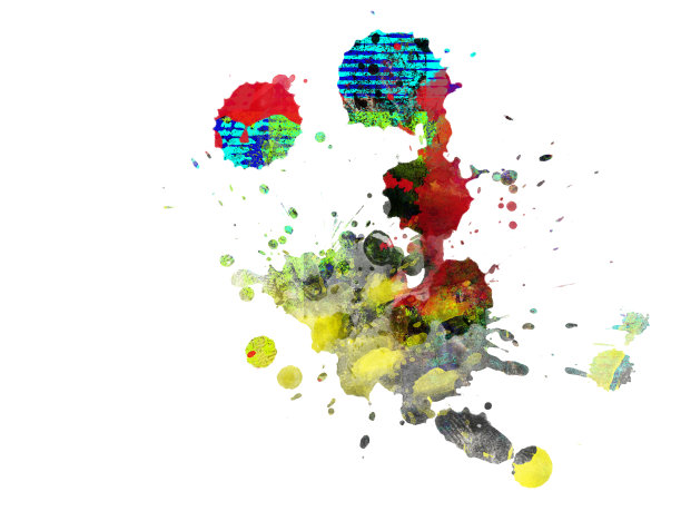 墨水喷溅设计元素，彩色插图，孤立的背景，肮脏的垃圾油漆图片下载