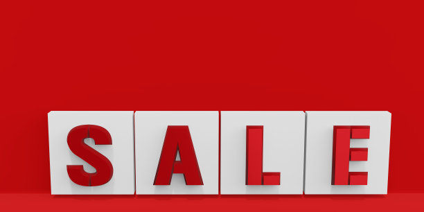 销售文字红色背景3d插图图片下载
