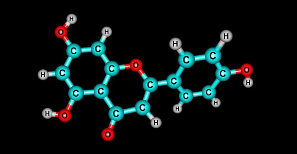 芹菜素的分子结构分离在黑色图片下载
