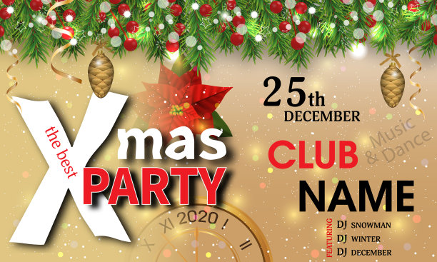 圣诞和新年派对邀请模板图片下载