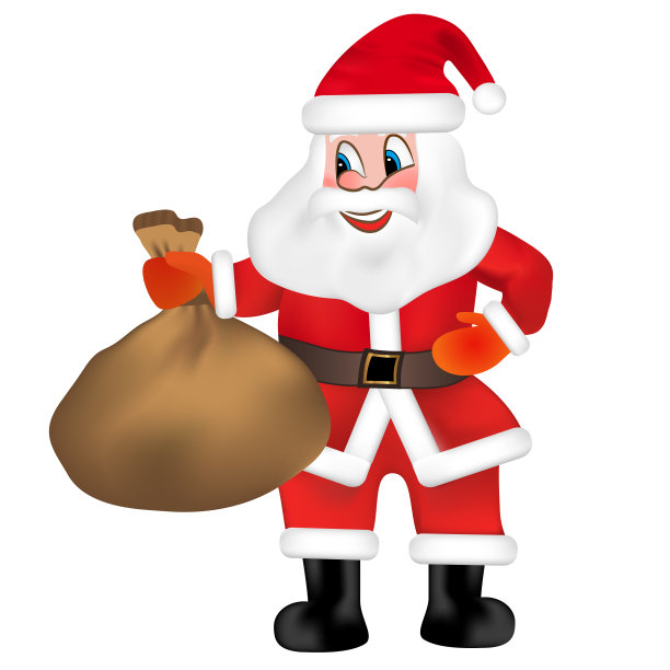 有趣的圣诞老人和满袋的礼物图片下载