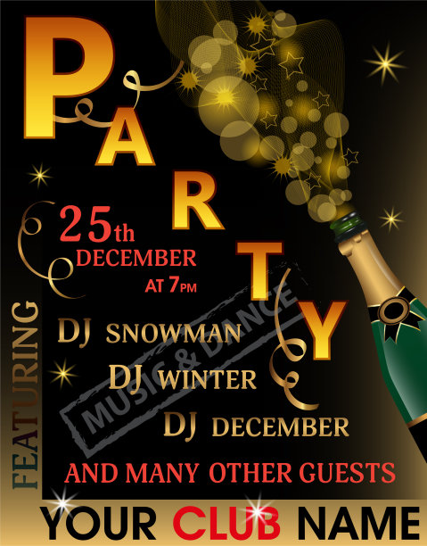 圣诞派对邀请函的垂直模板图片下载