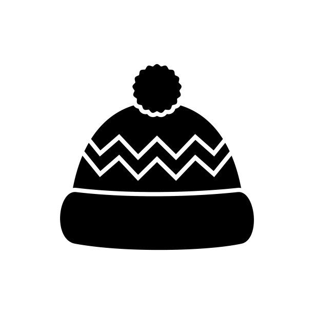 冬季帽子黑色图标孤立在白色背景图片下载
