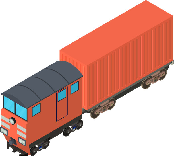 红色火车图标等距风格图片下载