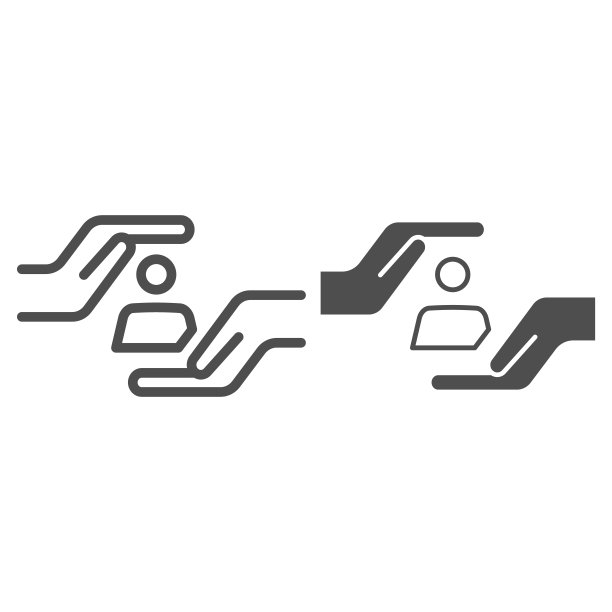 手部保护示意图，安全工程概念，白色背景上的手部保护标志，移动概念和网页设计的个人安全图标，矢量图形。图片下载