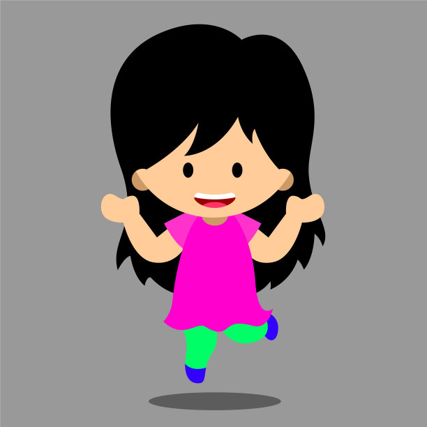 女孩卡通跳舞，跳跳快乐，欢快图片下载