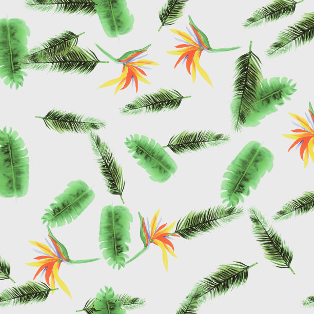 有机模式纺织。绿色热带古董。白色花的异国情调。自然春天的古董。灰色的植物。装饰插画。水彩古董。图片下载