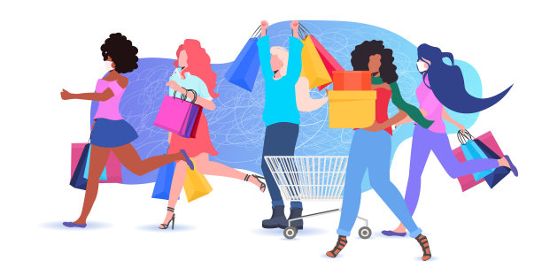 混合种族妇女拿着购物袋黑色星期五图片下载