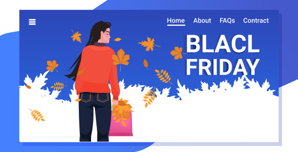 女人拿着购物袋和秋叶黑图片下载